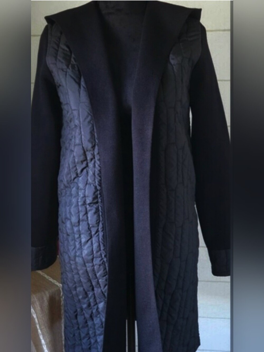 Frank Lyman Avant Garde Hooded Jacket Architectural Puffer Knit Luxury Coat  S
